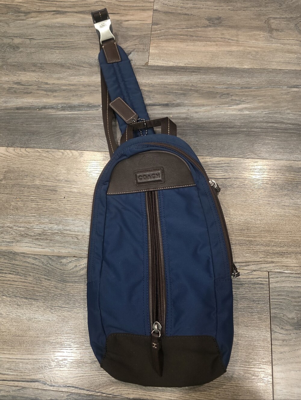 Coach Men's Navy and Brown Sling Crossbody Bag